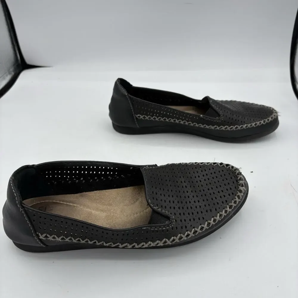 Earth‎ Origins Flats Womens Size 7 Lark Lizzy Black Slip On Casual Perforated